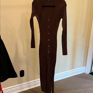 Say What Chocolate Long Sleeve Dress